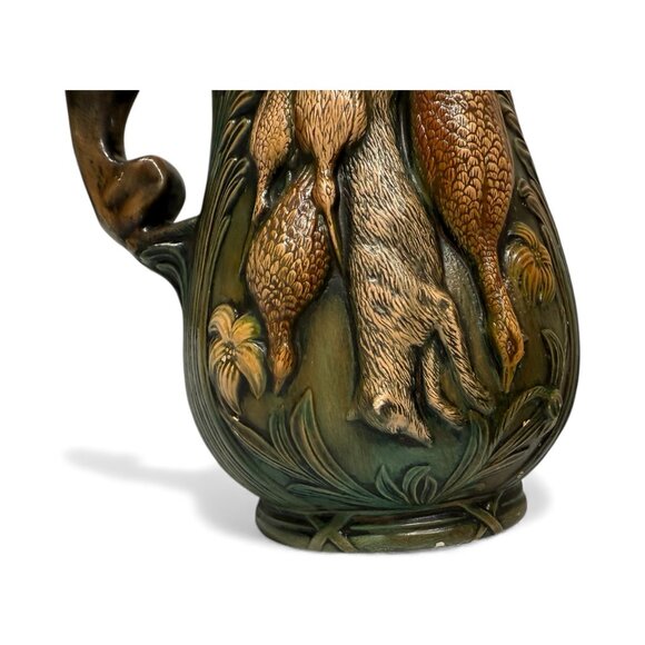 1960s Signed Bennington Rockingham Hunt Scene Pitcher - Picture 9 of 17